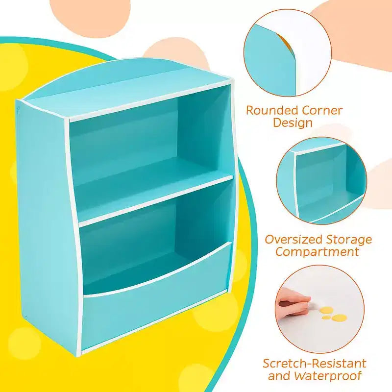 Organisateur de rangement, bibliothèque enfant en bois à 2 niveaux, étagère multi-casier, armoire de rangement pour chambre d'enfant, maternelle, école