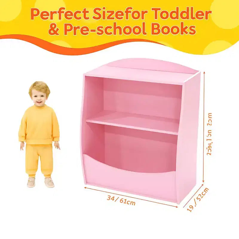 Organisateur de rangement, bibliothèque enfant en bois à 2 niveaux, étagère multi-casier, armoire de rangement pour chambre d'enfant, maternelle, école