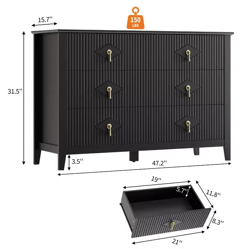 Commode de chambre à trois tiroirs avec poignées métalliques, convenant comme meuble TV ou armoire de rangement en bois pour chambres, salons ou couloirs.