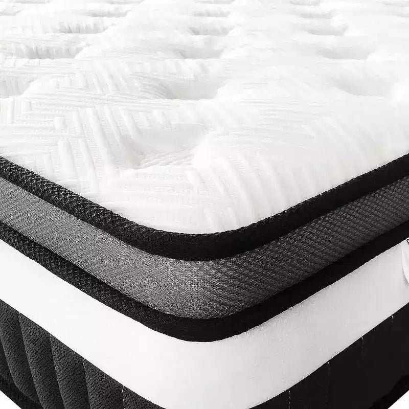 Matelas en promotion : Matelas hybride Queen 14 po dans une boîte, mousse à mémoire de forme au gel + ressorts ensachés, rafraîchissant, fermeté moyenne, soulagement de la pression, isolation des mouvements, CertiPUR-US