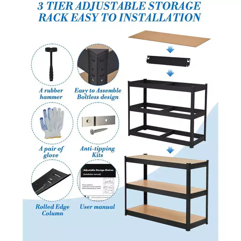 Étagères de rangement pour garage, étagères modulables, capacité de 900 kg, racks de rangement métalliques pour entrepôt, cellier, sous-sol