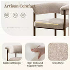 Chaise de salle à manger en bois KERDOM, lot de 1, chaise de salle à manger moderne en tissu rembourré, coussin d'assise large sans accoudoirs, chaise de salle à manger de ferme, beige