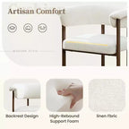 Chaise de salle à manger en bois KERDOM, lot de 1, chaise de salle à manger moderne en tissu rembourré, coussin d'assise large sans accoudoirs, chaise de salle à manger de ferme, beige