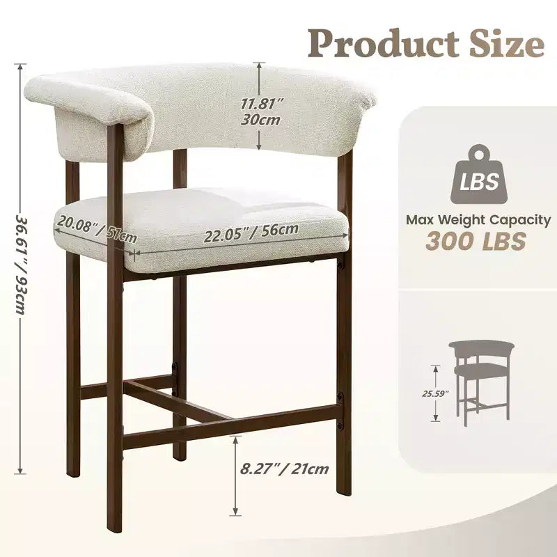 Chaise de salle à manger en bois KERDOM, lot de 1, chaise de salle à manger moderne en tissu rembourré, coussin d'assise large sans accoudoirs, chaise de salle à manger de ferme, beige