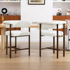 Chaise de salle à manger en bois KERDOM, lot de 1, chaise de salle à manger moderne en tissu rembourré, coussin d'assise large sans accoudoirs, chaise de salle à manger de ferme, beige