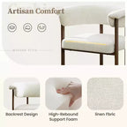 Chaise de salle à manger en bois KERDOM, lot de 1, chaise de salle à manger moderne en tissu rembourré, coussin d'assise large sans accoudoirs, chaise de salle à manger de ferme, beige