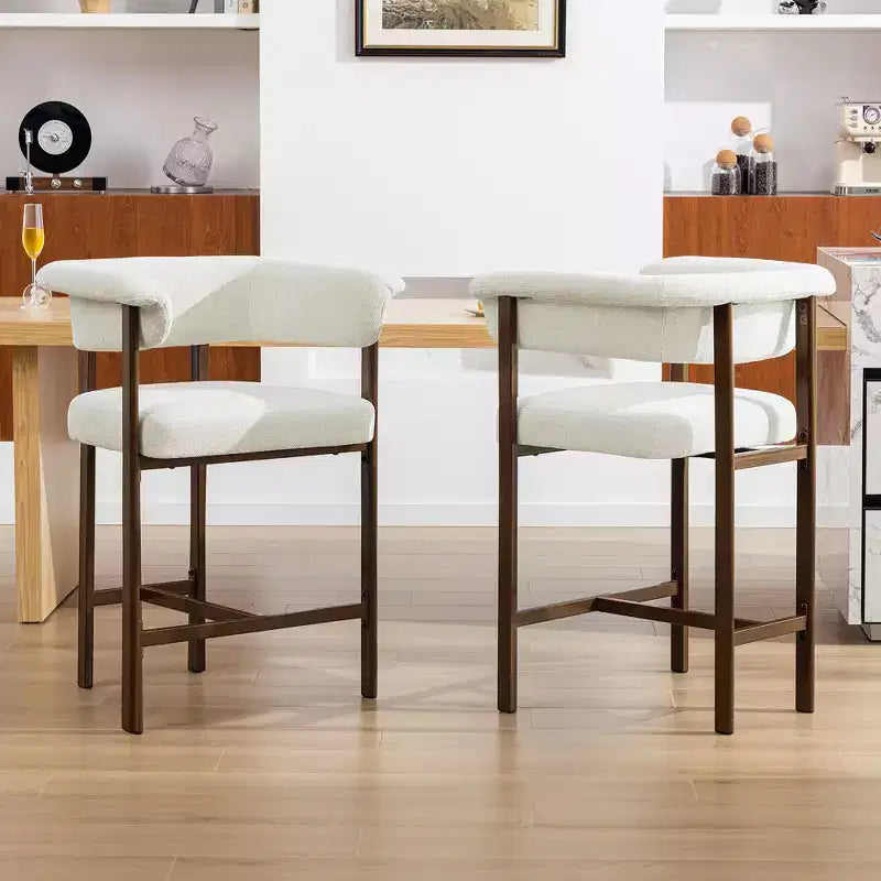 Chaise de salle à manger en bois KERDOM, lot de 1, chaise de salle à manger moderne en tissu rembourré, coussin d'assise large sans accoudoirs, chaise de salle à manger de ferme, beige