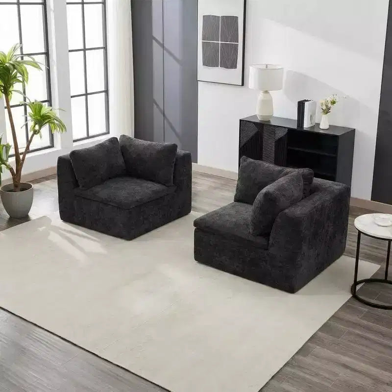 COZONY 140 Canapé modulable Cloud avec ottoman, mousse à mémoire de forme haute densité et tissu chenille, design en U avec double méridienne