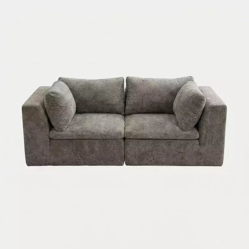 COZONY 140 Canapé modulable Cloud avec ottoman, mousse à mémoire de forme haute densité et tissu chenille, design en U avec double méridienne