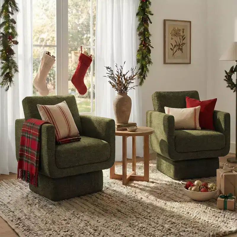 Lot de 2 fauteuils d'appoint modernes pivotants à 360°, fauteuils de salon rembourrés avec assise épaisse de 16,5 cm pour salon, chambre ou bureau - Panipeachy