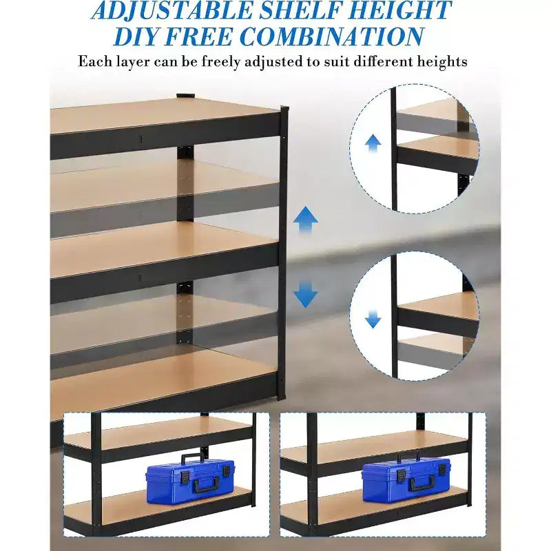 Étagères de rangement robustes à 5 niveaux pour garage, capacité de charge de 907 kg, racks utilitaires en métal réglables pour garage/entrepôt/garde-manger/sous-sol
