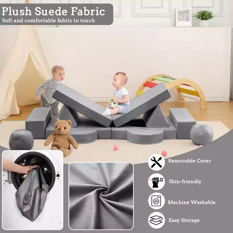 Canapé de jeu modulaire 12 pièces pour enfants, canapé sectionnel créatif pour salle de jeux et chambre à coucher, canapé pour tout-petits pour dormir, lire et jouer imaginatif