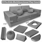 Canapé de jeu modulaire 12 pièces pour enfants, canapé sectionnel créatif pour salle de jeux et chambre à coucher, canapé pour tout-petits pour dormir, lire et jouer imaginatif