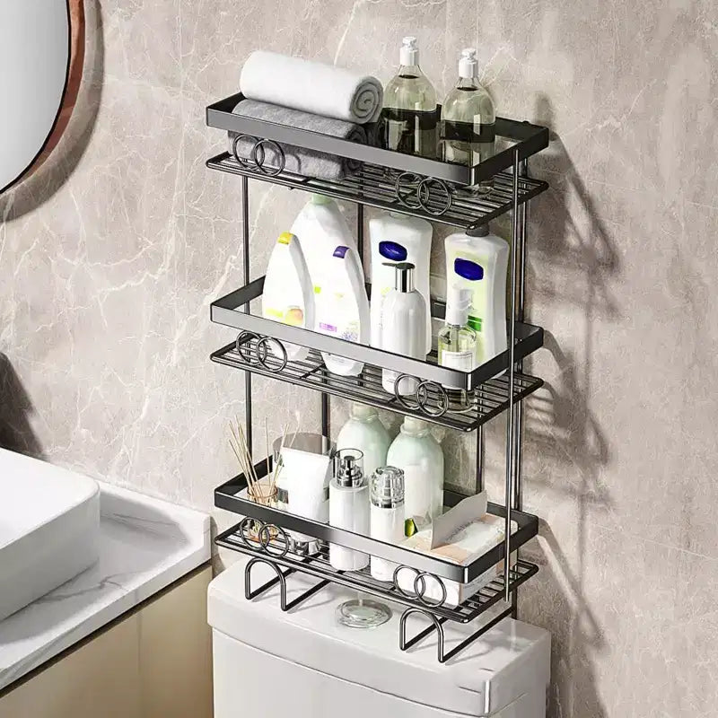 3-Tier Over The Toilet Storage Rack, Bathroom Organizer Shelf with Metal Wire Design, Toilet Shelf for Toiletries, Towels & Cleaning Supplies