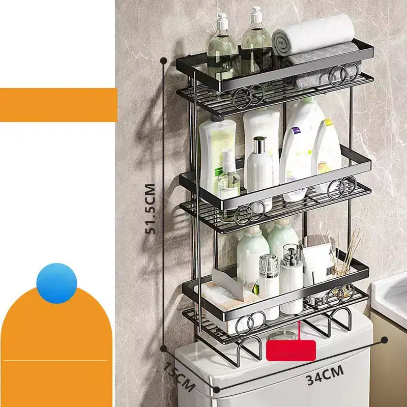 Étagère de rangement 3 niveaux à poser au-dessus des toilettes, Organisateur de salle de bain avec design en fil métallique, Étagère pour articles de toilette, serviettes et produits de nettoyage