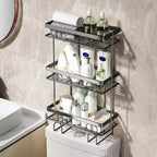 Étagère de rangement 3 niveaux à poser au-dessus des toilettes, Organisateur de salle de bain avec design en fil métallique, Étagère pour articles de toilette, serviettes et produits de nettoyage