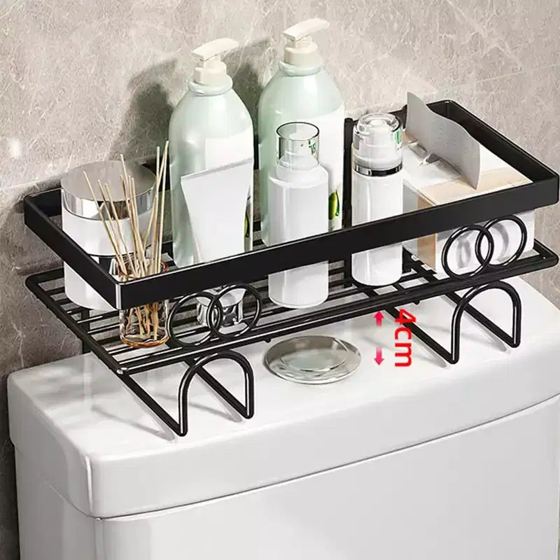 Étagère de rangement 3 niveaux à poser au-dessus des toilettes, Organisateur de salle de bain avec design en fil métallique, Étagère pour articles de toilette, serviettes et produits de nettoyage