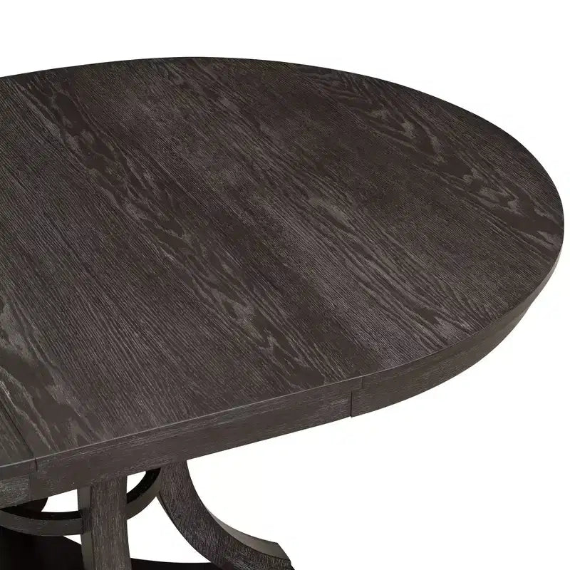 Ensemble de salle à manger rond extensible pour 4 personnes, ensemble de salle à manger rétro fonctionnel en bois 5 pièces avec 4 chaises rembourrées pour la cuisine