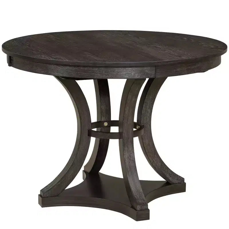 Ensemble de salle à manger rond extensible pour 4 personnes, ensemble de salle à manger rétro fonctionnel en bois 5 pièces avec 4 chaises rembourrées pour la cuisine
