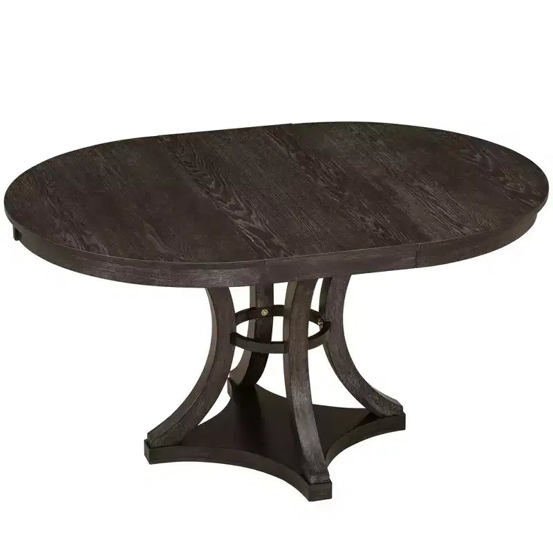 Ensemble de salle à manger rond extensible pour 4 personnes, ensemble de salle à manger rétro fonctionnel en bois 5 pièces avec 4 chaises rembourrées pour la cuisine