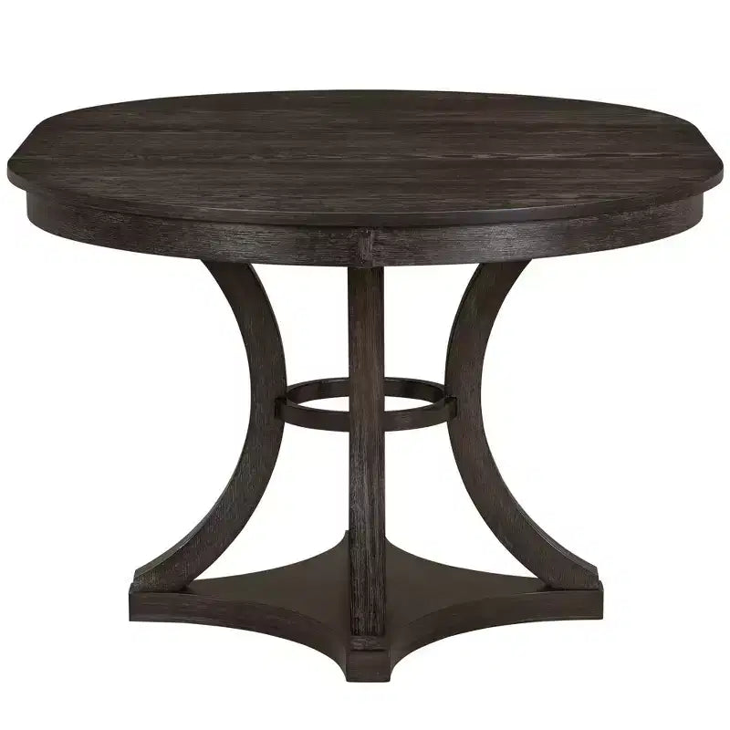 Ensemble de salle à manger rond extensible pour 4 personnes, ensemble de salle à manger rétro fonctionnel en bois 5 pièces avec 4 chaises rembourrées pour la cuisine