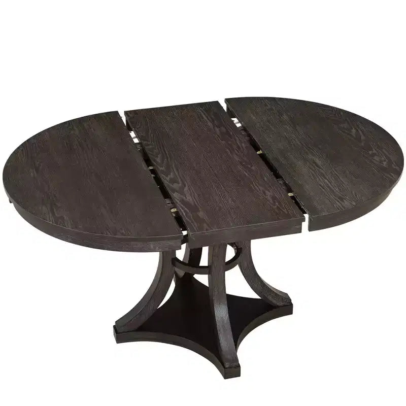 Ensemble de salle à manger rond extensible pour 4 personnes, ensemble de salle à manger rétro fonctionnel en bois 5 pièces avec 4 chaises rembourrées pour la cuisine