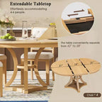 Ensemble de salle à manger rond extensible pour 4 personnes, ensemble de salle à manger rétro fonctionnel en bois 5 pièces avec 4 chaises rembourrées pour la cuisine
