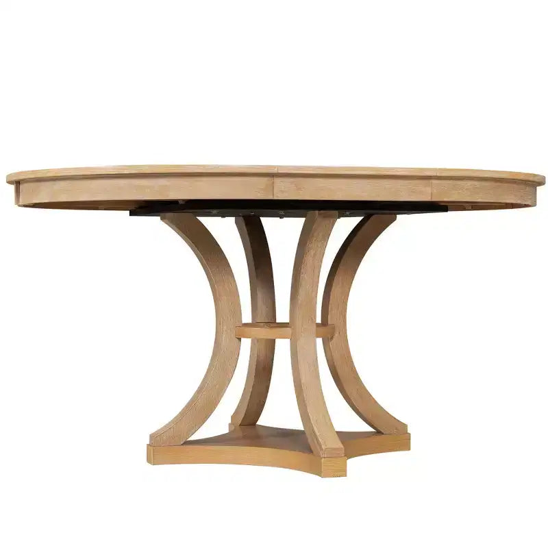 Ensemble de salle à manger rond extensible pour 4 personnes, ensemble de salle à manger rétro fonctionnel en bois 5 pièces avec 4 chaises rembourrées pour la cuisine