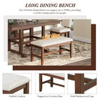 Ensemble table à manger extensible en bois avec banc, ensemble de table de cuisine 6 pièces avec rallonge amovible et 4 chaises de salle à manger rembourrées, beige, expresso