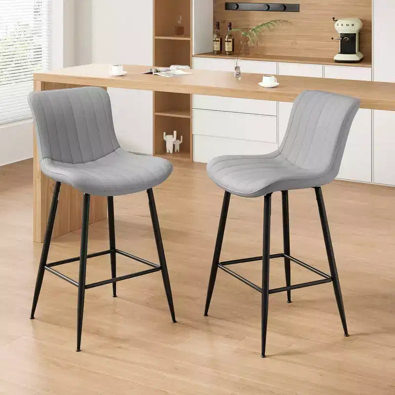 MAYEERTY Dining Chairs Set of 2 Faux Leather Metal Legs Kitchen & Dining Room Chairs for Dining Room Gray