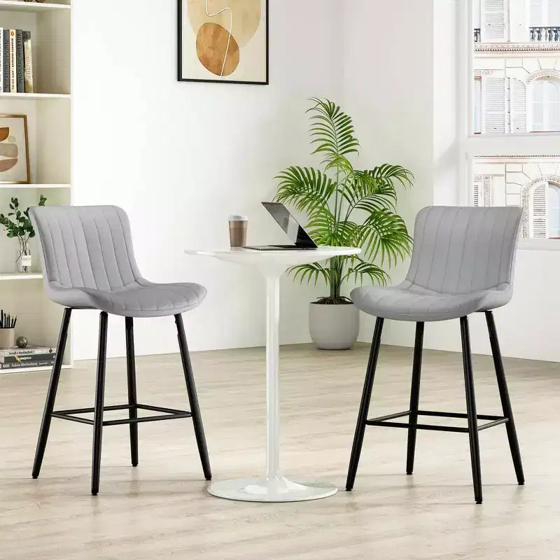 MAYEERTY Chaises de salle à manger lot de 2 en similicuir avec pieds en métal pour cuisine et salle à manger, gris