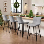 MAYEERTY Chaises de salle à manger lot de 2 en similicuir avec pieds en métal pour cuisine et salle à manger, gris