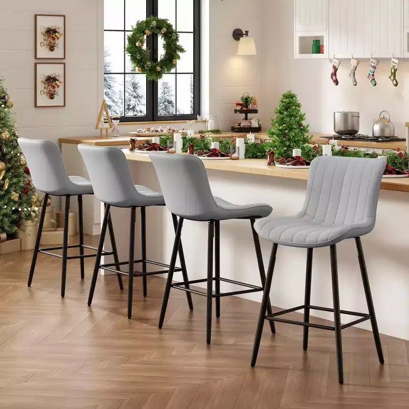 MAYEERTY Chaises de salle à manger lot de 2 en similicuir avec pieds en métal pour cuisine et salle à manger, gris