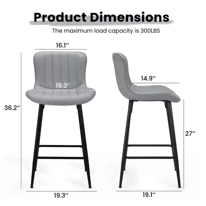 MAYEERTY Chaises de salle à manger lot de 2 en similicuir avec pieds en métal pour cuisine et salle à manger, gris