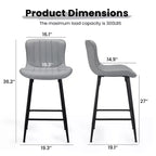 MAYEERTY Chaises de salle à manger lot de 2 en similicuir avec pieds en métal pour cuisine et salle à manger, gris