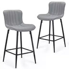 MAYEERTY Chaises de salle à manger lot de 2 en similicuir avec pieds en métal pour cuisine et salle à manger, gris