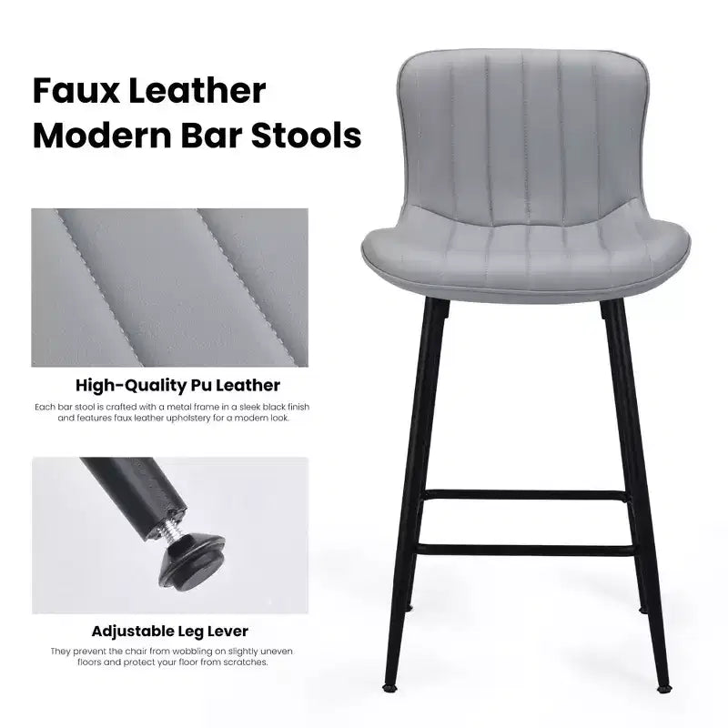 MAYEERTY Chaises de salle à manger lot de 2 en similicuir avec pieds en métal pour cuisine et salle à manger, gris