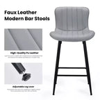 MAYEERTY Chaises de salle à manger lot de 2 en similicuir avec pieds en métal pour cuisine et salle à manger, gris