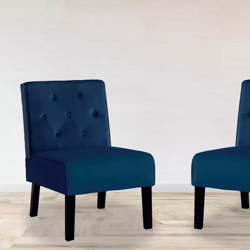 Fauteuil d'appoint Whisen 2 pièces en velours, fauteuil sans accoudoirs avec capitonnage à boutons et coussin en mousse haute densité de qualité supérieure