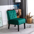 Fauteuil d'appoint Whisen 2 pièces en velours, fauteuil sans accoudoirs avec capitonnage à boutons et coussin en mousse haute densité de qualité supérieure
