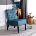Fauteuil d'appoint Whisen 2 pièces en velours, fauteuil sans accoudoirs avec capitonnage à boutons et coussin en mousse haute densité de qualité supérieure