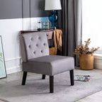 Fauteuil d'appoint Whisen 2 pièces en velours, fauteuil sans accoudoirs avec capitonnage à boutons et coussin en mousse haute densité de qualité supérieure