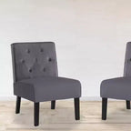 Fauteuil d'appoint Whisen 2 pièces en velours, fauteuil sans accoudoirs avec capitonnage à boutons et coussin en mousse haute densité de qualité supérieure