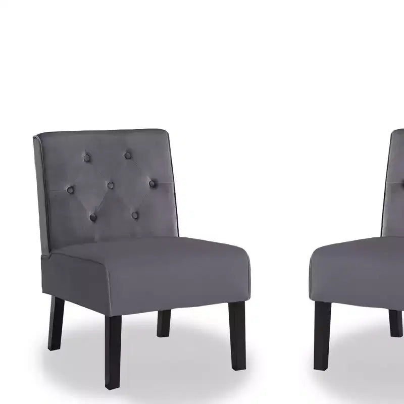 Fauteuil d'appoint Whisen 2 pièces en velours, fauteuil sans accoudoirs avec capitonnage à boutons et coussin en mousse haute densité de qualité supérieure