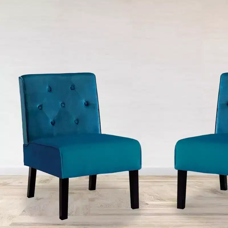 Fauteuil d'appoint Whisen 2 pièces en velours, fauteuil sans accoudoirs avec capitonnage à boutons et coussin en mousse haute densité de qualité supérieure