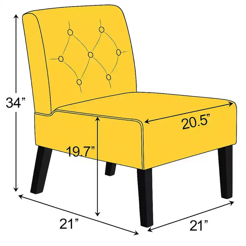 Fauteuil d'appoint Whisen 2 pièces en velours, fauteuil sans accoudoirs avec capitonnage à boutons et coussin en mousse haute densité de qualité supérieure