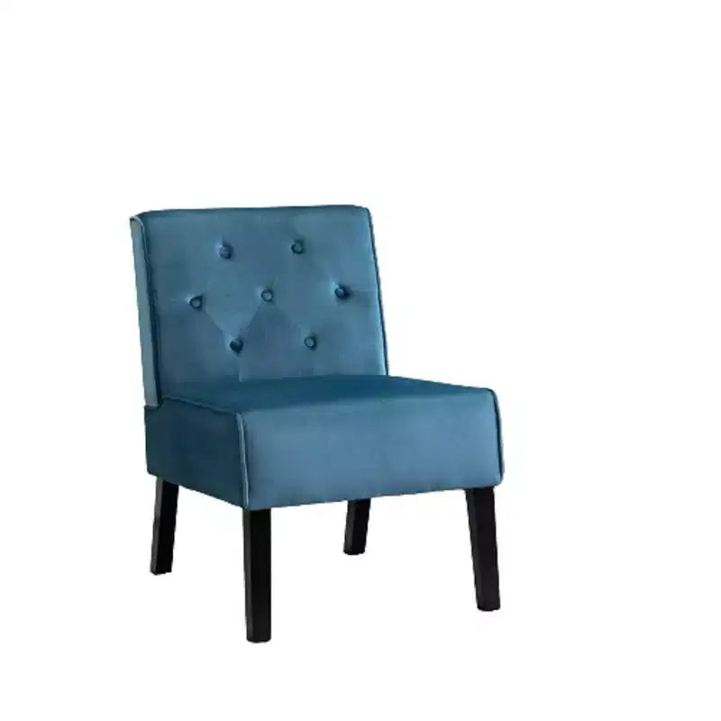 Fauteuil d'appoint Whisen 2 pièces en velours, fauteuil sans accoudoirs avec capitonnage à boutons et coussin en mousse haute densité de qualité supérieure