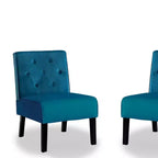 Fauteuil d'appoint Whisen 2 pièces en velours, fauteuil sans accoudoirs avec capitonnage à boutons et coussin en mousse haute densité de qualité supérieure