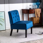 Fauteuil d'appoint Whisen 2 pièces en velours, fauteuil sans accoudoirs avec capitonnage à boutons et coussin en mousse haute densité de qualité supérieure