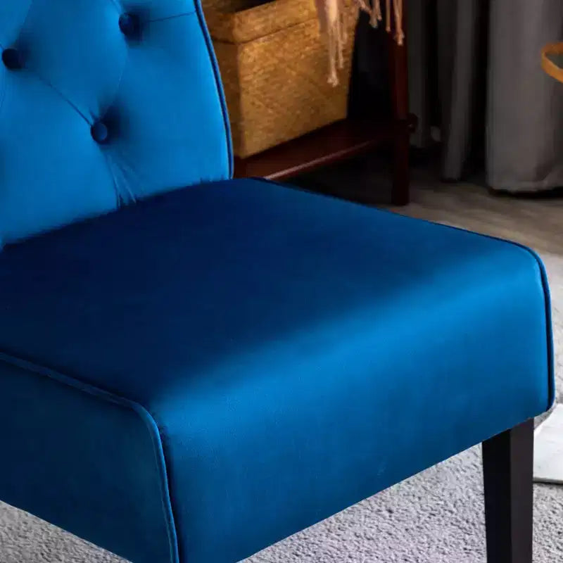 Fauteuil d'appoint Whisen 2 pièces en velours, fauteuil sans accoudoirs avec capitonnage à boutons et coussin en mousse haute densité de qualité supérieure